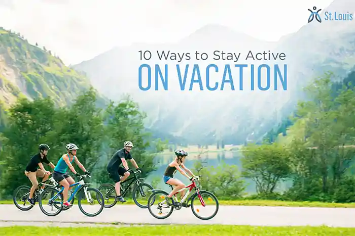 family biking on vacation