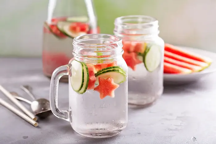 fruit-infused water in mason jars