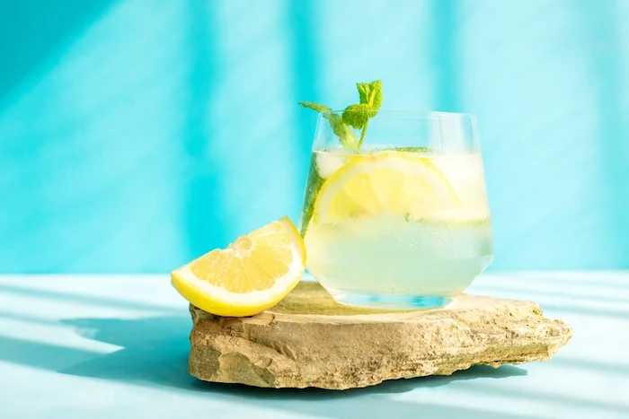 glass of lemon water