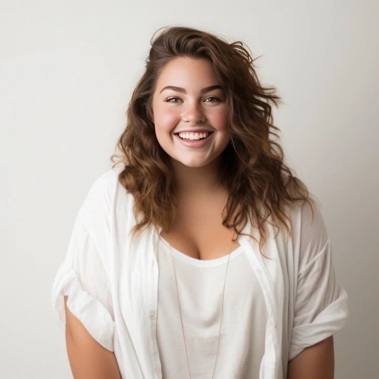 happy plus size woman eager to learn about weight loss solutions