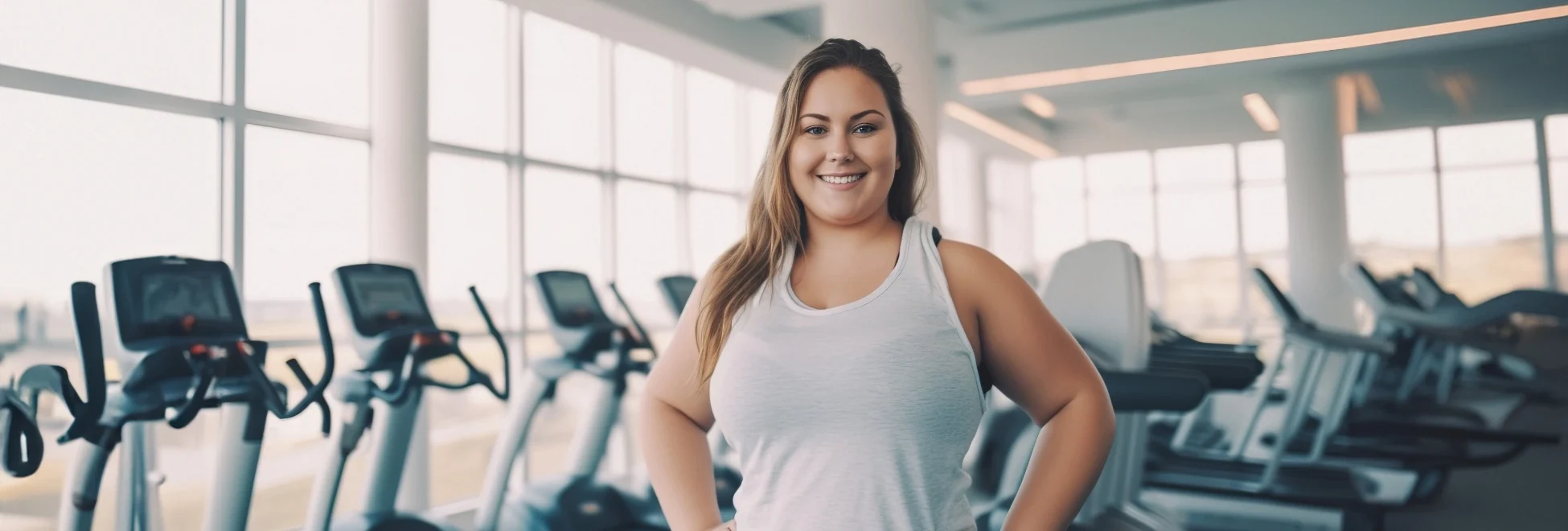 plus size woman losing weight in the gym