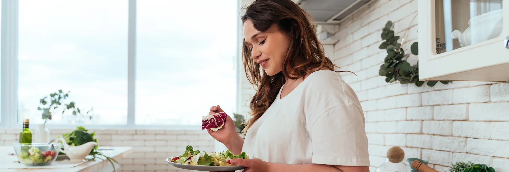 woman on weight loss medicine eating healthy